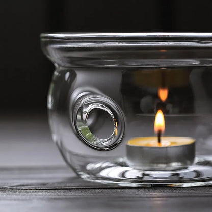 Heat resistant glass tea set round heating base tea warmer tea warmer glass insulation base candle