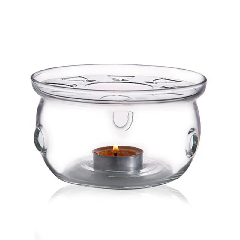 Heat resistant glass tea set round heating base tea warmer tea warmer glass insulation base candle