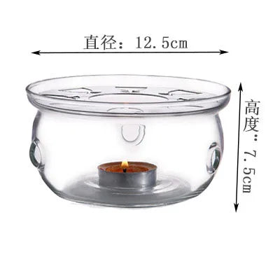 Heat resistant glass tea set round heating base tea warmer tea warmer glass insulation base candle