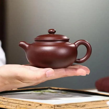 Purple Clay Double Line Antique Pot Zisha Teapot Yixing Handmade Kung-fu Teaware Purple Drinkware For Puer