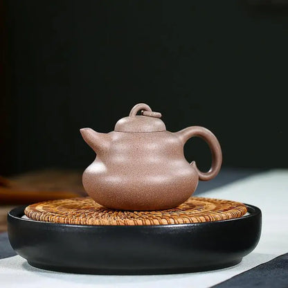 Handmade Mud Gourd Purple Clay Teapot, Handmade Pot, Kung-Fu TeawarePurple Drinkware for Puer Green, Hand-painted Section, Zisha