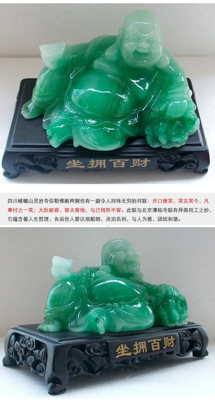 Zhaocai Maitreya Buddha Ornaments Opening Gifts Feng Shui Home Living Room Accessories Jade Buddha  budda  home decoration