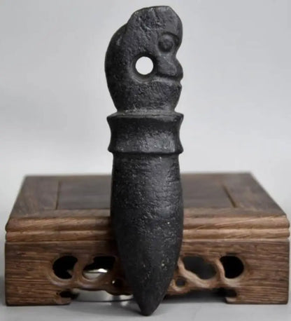 Hongshan culture archaize black iron meteorite Jade pig dragon ware statue
