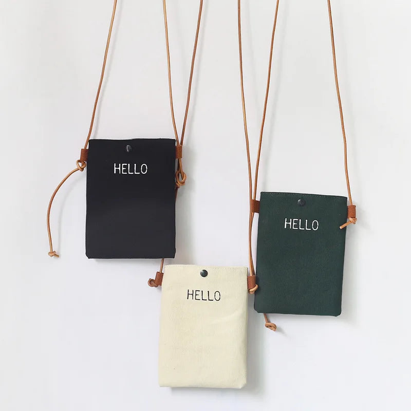 Hello Letter Fun Design Handbags and Purses Messenger Bags Vertical Lovely Small Fresh Women Shoulder Mini Flap Mobile Phone Bag