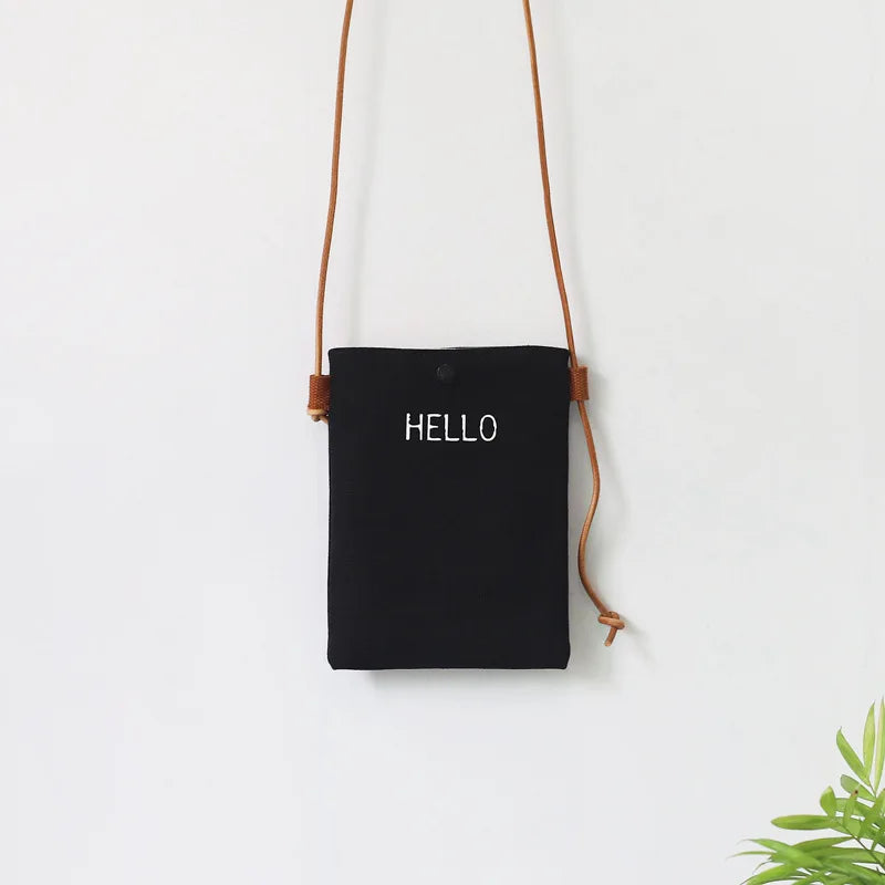 Hello Letter Fun Design Handbags and Purses Messenger Bags Vertical Lovely Small Fresh Women Shoulder Mini Flap Mobile Phone Bag
