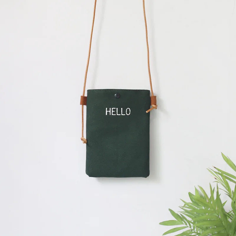 Hello Letter Fun Design Handbags and Purses Messenger Bags Vertical Lovely Small Fresh Women Shoulder Mini Flap Mobile Phone Bag