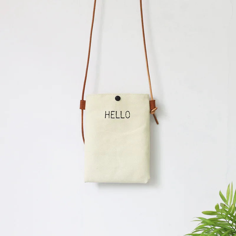 Hello Letter Fun Design Handbags and Purses Messenger Bags Vertical Lovely Small Fresh Women Shoulder Mini Flap Mobile Phone Bag