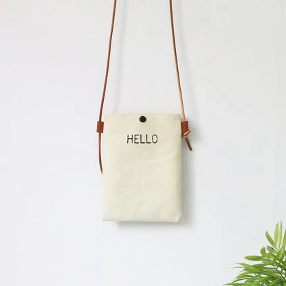 Hello Letter Fun Design Handbags and Purses Messenger Bags Vertical Lovely Small Fresh Women Shoulder Mini Flap Mobile Phone Bag