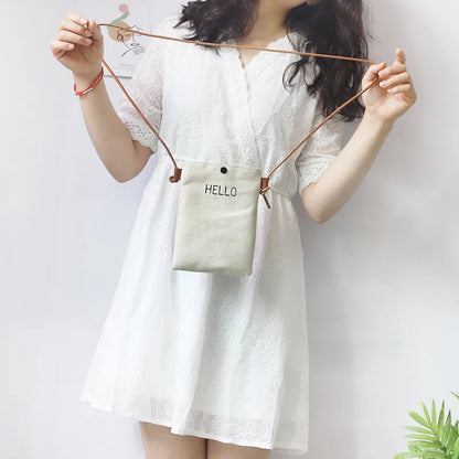 Hello Letter Fun Design Handbags and Purses Messenger Bags Vertical Lovely Small Fresh Women Shoulder Mini Flap Mobile Phone Bag