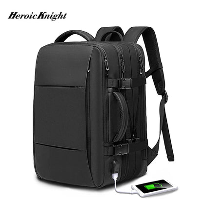 Heroic Knight 17inch Laptop Backpack Large Capacity Male Bag USB Recharging Multi-layer Space Travel Male Bag Anti-thief Mochila