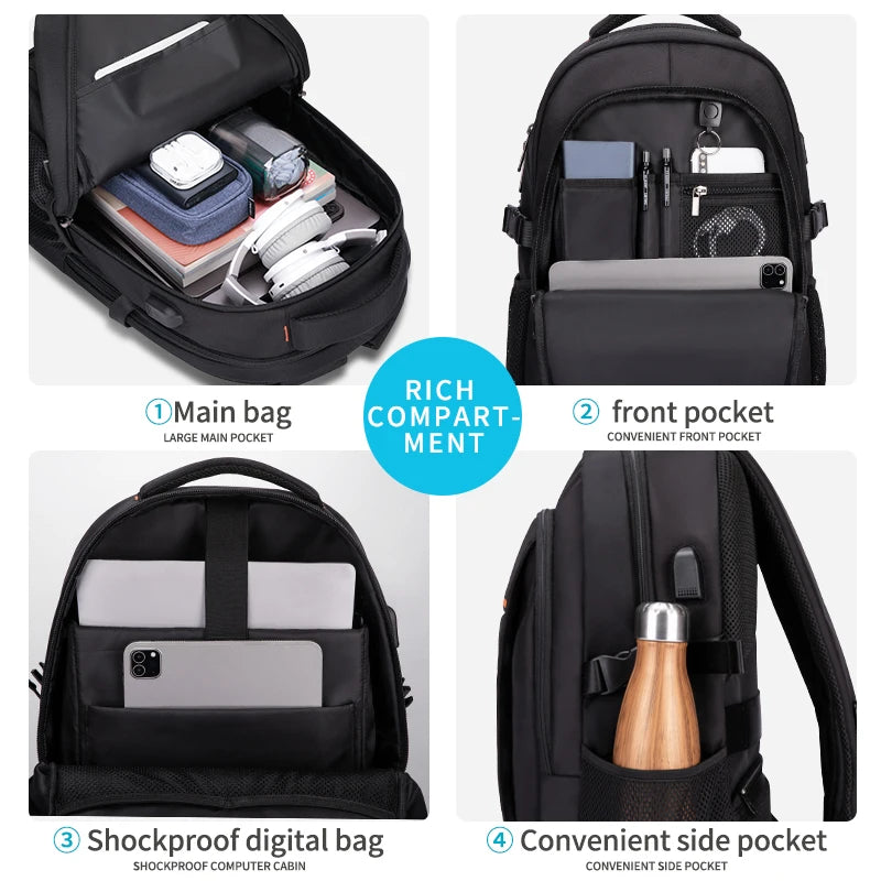 Heroic Knight Anti Theft Oxford 27L Large Capacity Men 15.6 Inch Laptop Backpacks School Fashion Travel Backpacking Male Bags