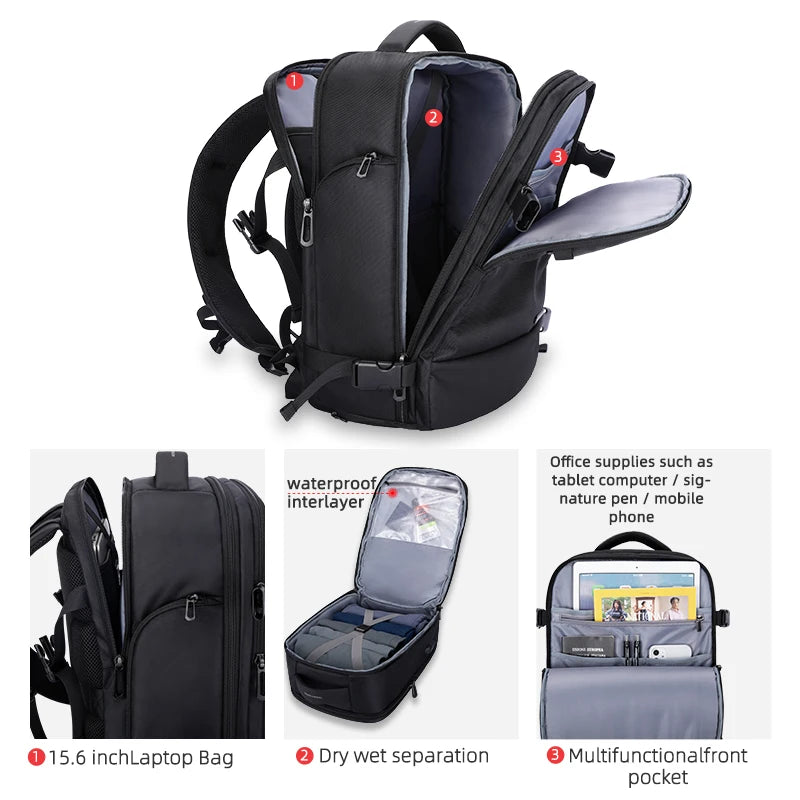 Heroic Knight Anti-thief Men Backpack Fit 15.6 inch Laptop USB Recharging Multi-layer Space Travel Man Male Bag Teenagers valise