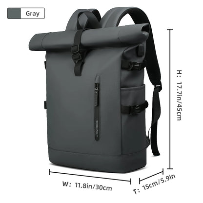 Heroic Knight Backpack Men Rolltop Waterproof Big Capacity Travel Backpack with USB Port Man 15.6" Laptop Green School Backpack