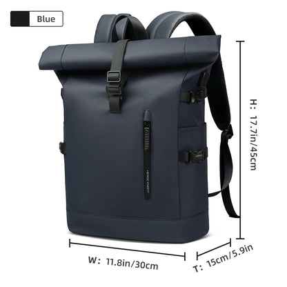 Heroic Knight Backpack Men Rolltop Waterproof Big Capacity Travel Backpack with USB Port Man 15.6" Laptop Green School Backpack