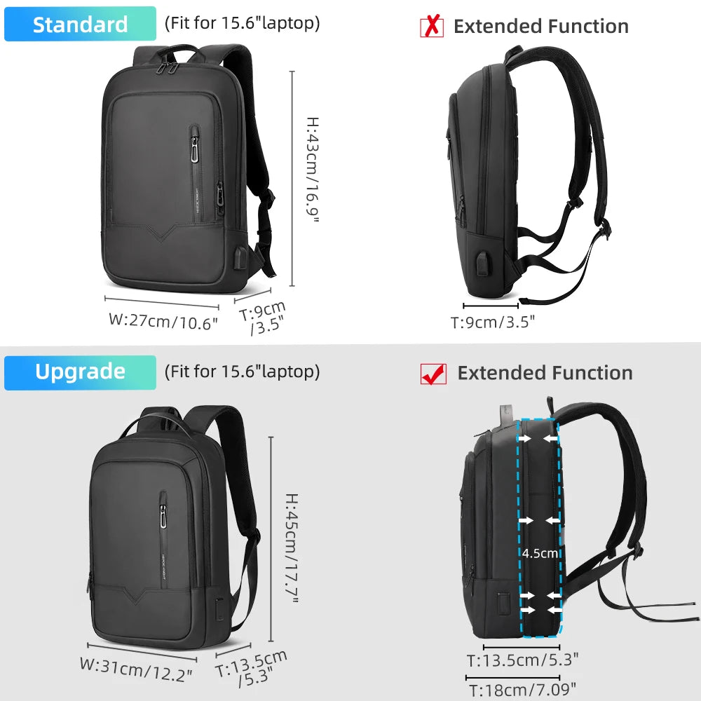 Heroic Knight Backpack Men's Expandable Laptop Backpack 15.6 Inch Waterproof Rucksack Travel Backpack Women Man Office College