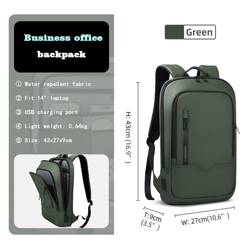 Heroic Knight Backpack for Men Business Slim Backpack Tablet Light Weight Travel Backpack 14"15.6"17"Laptop Bag for Work College