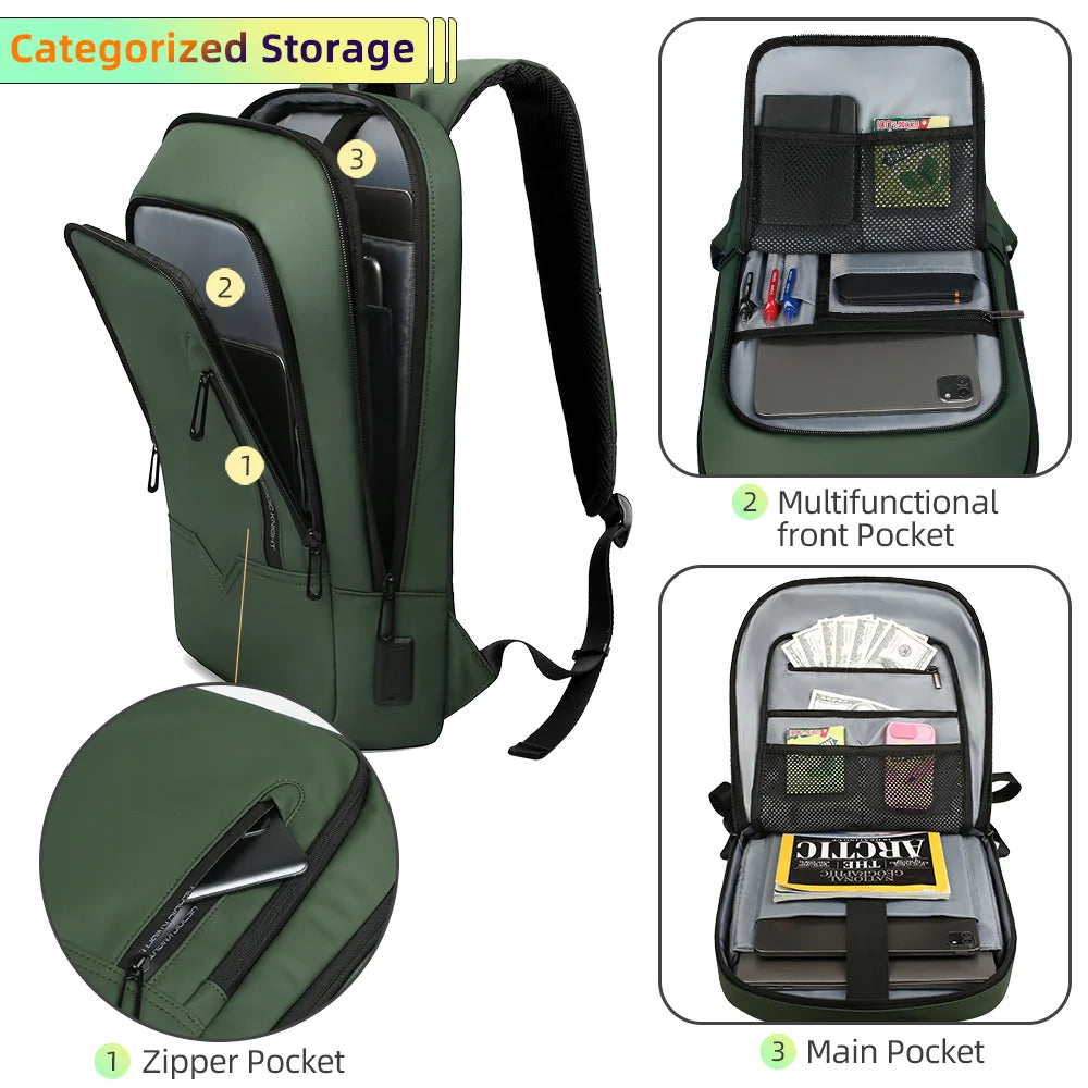 Heroic Knight Backpack for Men Business Slim Backpack Tablet Light Weight Travel Backpack 14"15.6"17"Laptop Bag for Work College