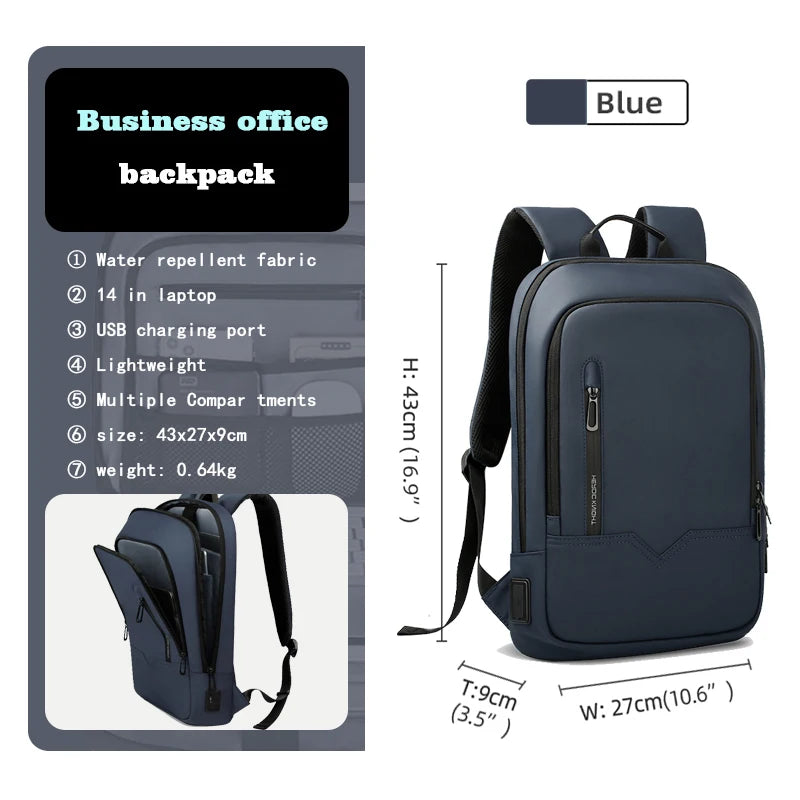 Heroic Knight Backpack for Men Business Slim Backpack Tablet Light Weight Travel Backpack 14"15.6"17"Laptop Bag for Work College