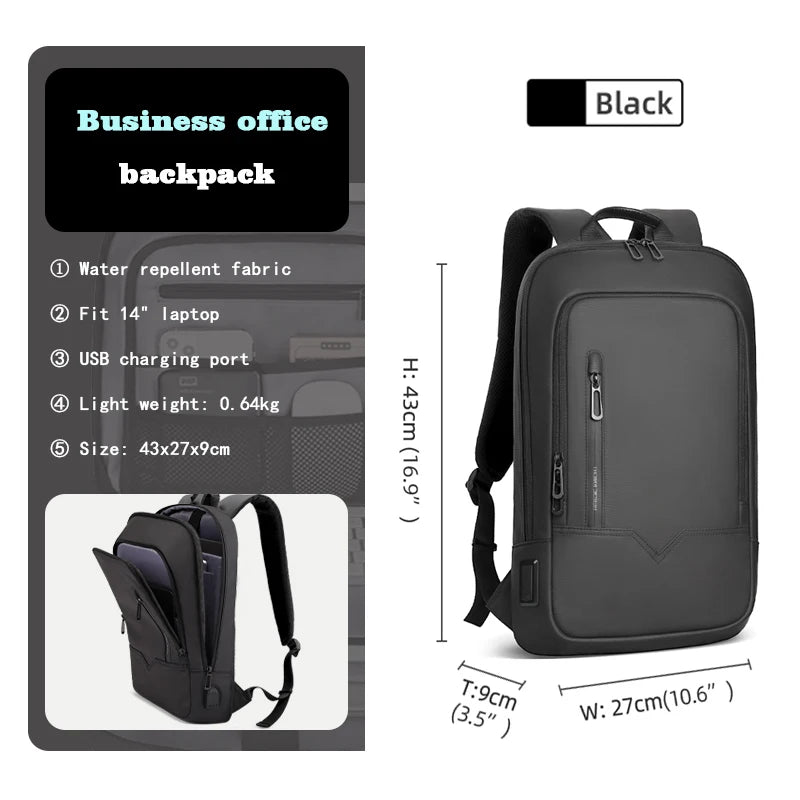 Heroic Knight Backpack for Men Business Slim Backpack Tablet Light Weight Travel Backpack 14"15.6"17"Laptop Bag for Work College