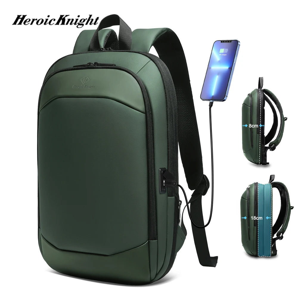 Heroic Knight Business Backpack Men Fashion Work 17" Slim Laptop Bag Waterproof YKK Zipper Luxury Women School Backpack with USB