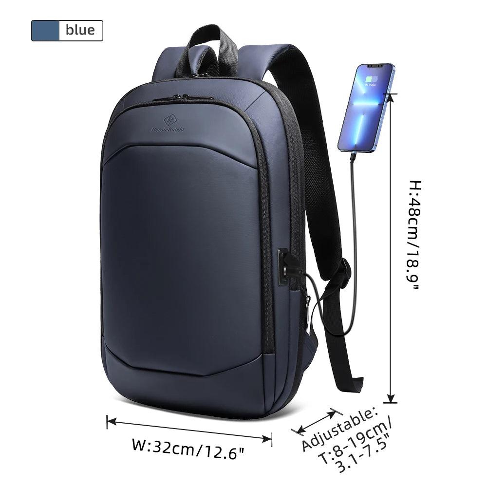Heroic Knight Business Backpack Men Fashion Work 17" Slim Laptop Bag Waterproof YKK Zipper Luxury Women School Backpack with USB