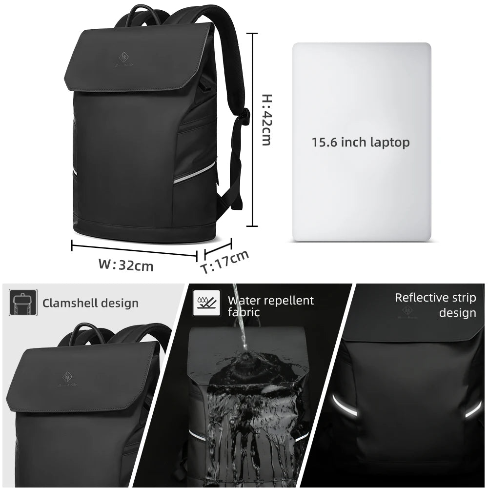 Heroic Knight Casual Sports Backpack Men with USB Waterproof 15.6" Laptop Bag Unique Reflective Strip Design Work Backpack Man