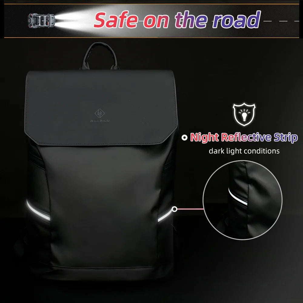 Heroic Knight Casual Sports Backpack Men with USB Waterproof 15.6" Laptop Bag Unique Reflective Strip Design Work Backpack Man