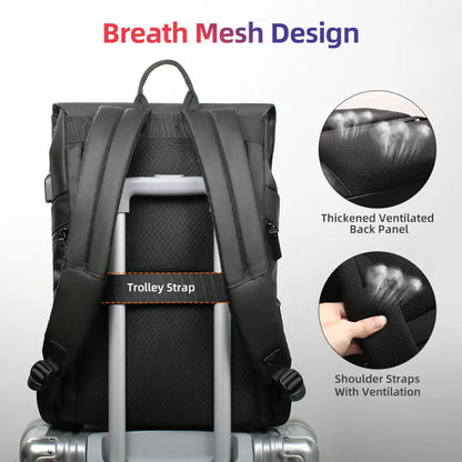 Heroic Knight Casual Sports Backpack Men with USB Waterproof 15.6" Laptop Bag Unique Reflective Strip Design Work Backpack Man