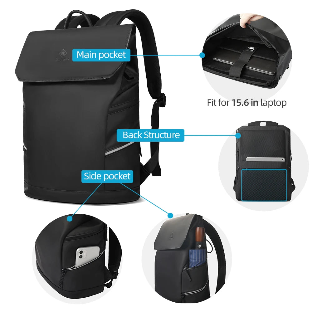Heroic Knight Casual Sports Backpack Men with USB Waterproof 15.6" Laptop Bag Unique Reflective Strip Design Work Backpack Man