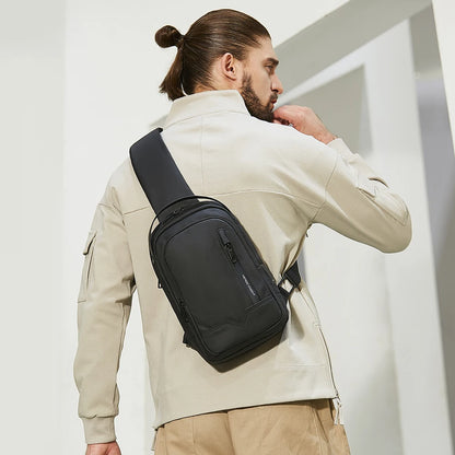 Heroic Knight Crossbody Chest Bag Waterproof Men Shoulder Bag for 11" Ipad Casual Stylish Man Work Messenger Phone Pack with USB