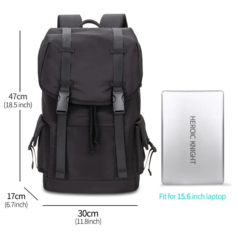 Heroic Knight Fashion Men's Backpack for 15.6" Laptop Waterproof Travel Backpack Male Large Capacity Messenger Bag Man with USB