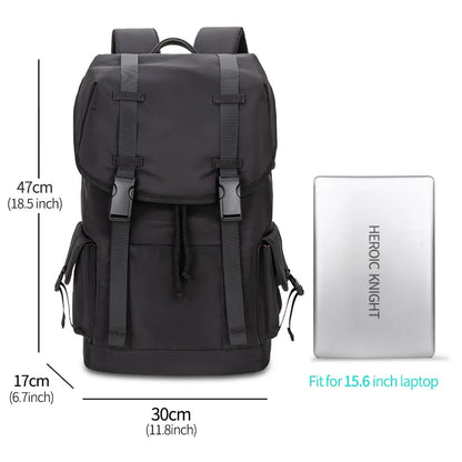 Heroic Knight Fashion Men's Backpack for 15.6" Laptop Waterproof Travel Backpack Male Large Capacity Messenger Bag Man with USB