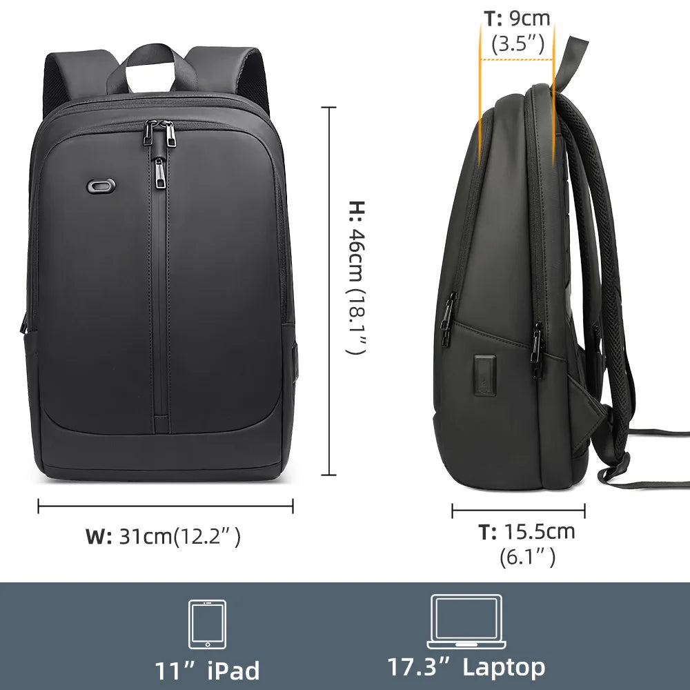 Heroic Knight Men Business Backpack Waterproof 17.3" Laptop Bag Luxury USB Work Travel Bag Fashion Multifunction School Backpack