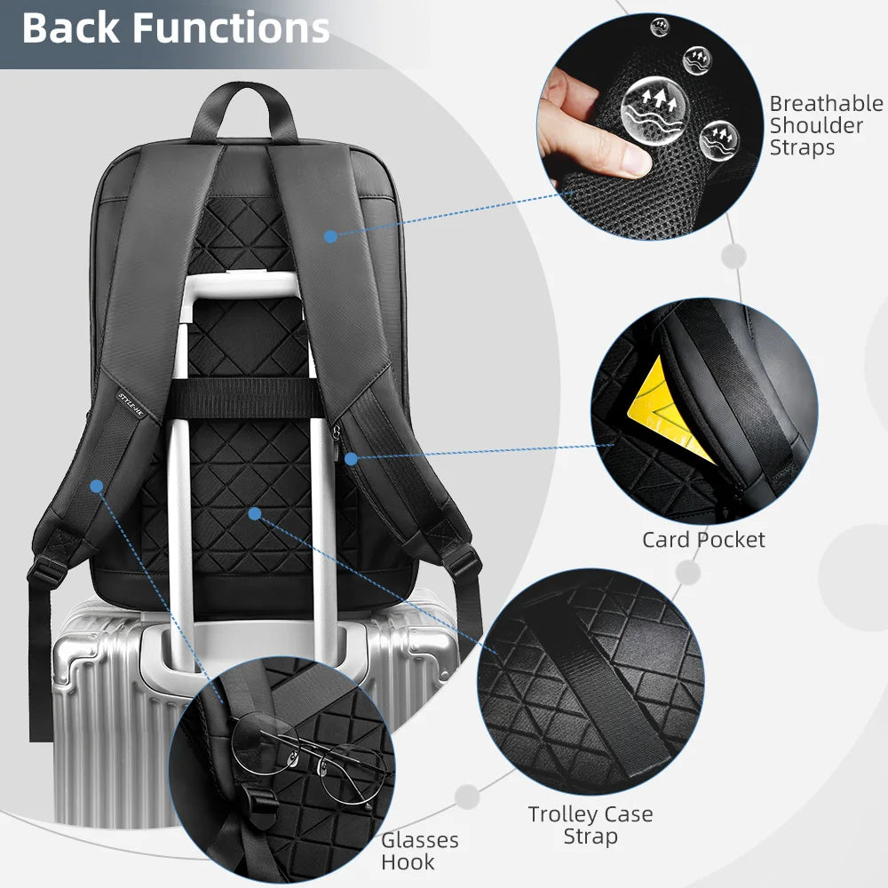 Heroic Knight Men Business Backpack Waterproof 17.3" Laptop Bag Luxury USB Work Travel Bag Fashion Multifunction School Backpack