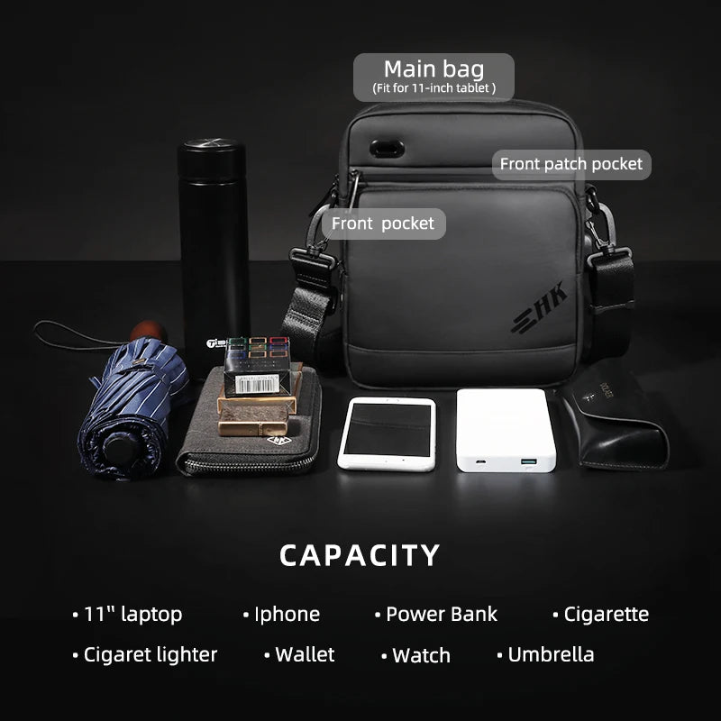 Heroic Knight Men Handbag High Quality Shoulder Bag Waterproof USB Oxford Crossbody Bag Casual Anti-theft Shoulder Sling Bag