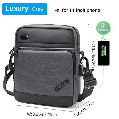 Heroic Knight Men Handbag High Quality Shoulder Bag Waterproof USB Oxford Crossbody Bag Casual Anti-theft Shoulder Sling Bag