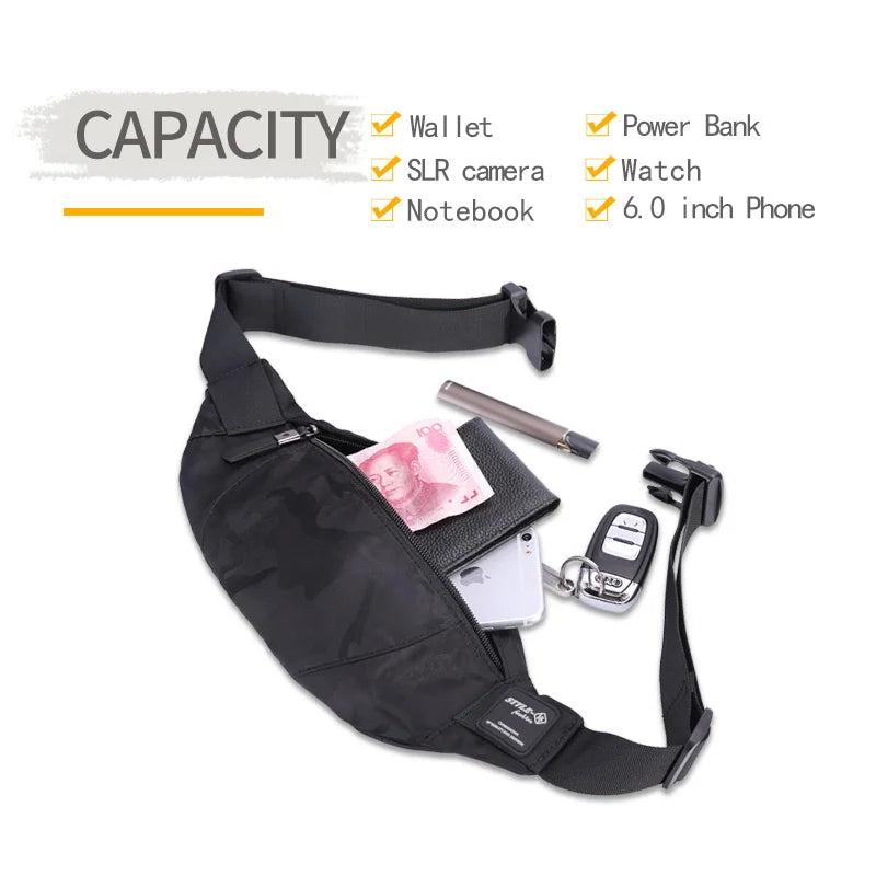 Heroic Knight Men Waist Bag Money Belt Bag Men Purse Teenager's Travel Wallet Belt Male Fanny Pack Cigarette Cose For Phone