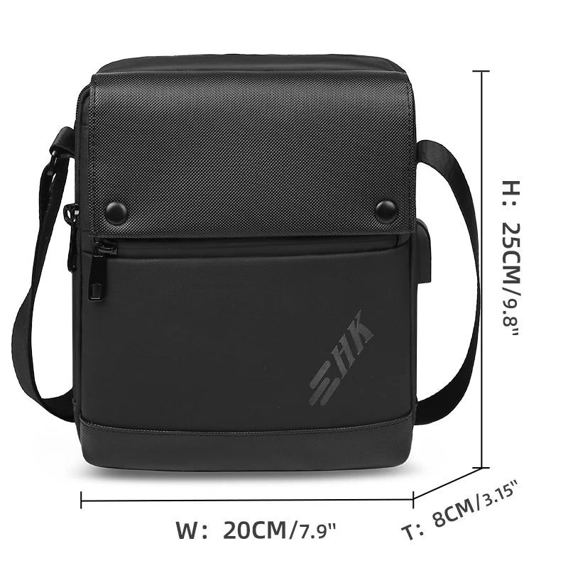 Heroic Knight Men's Bag Luxury Shoulder Strap Handbags Waterproof Crossbody Bag An-ti Theft USB Charging Messenger Bag For Men