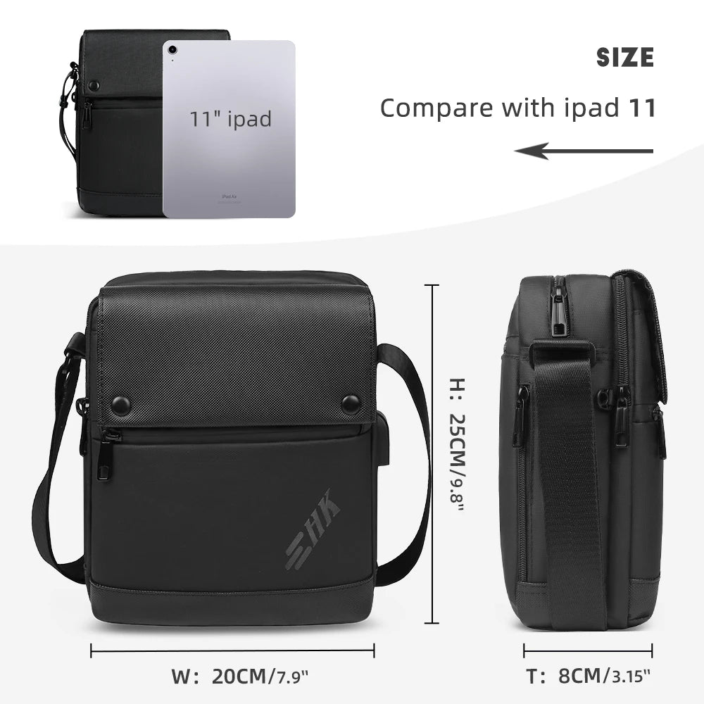 Heroic Knight Men's Bag Luxury Shoulder Strap Handbags Waterproof Crossbody Bag An-ti Theft USB Charging Messenger Bag For Men