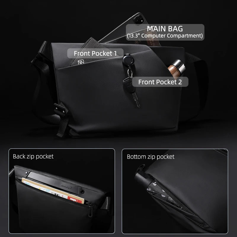 Heroic Knight Men's Shoulder Bag Multifunction Messenger Laptop Bag Waterproof Large Capacity Business Crossbody Travel Handbag
