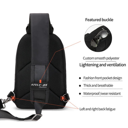Heroic Knight Multifunction Crossbody Bags Men USB Charging 9.7inchs Pad Chest Pack Short Trip Messengers Chest Bag