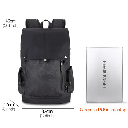 Heroic Knight New Fashion Men Backpack Waterproof Laptop Backpack Large Capacity Backpack USB Charging Outdoor Travel Mochilas