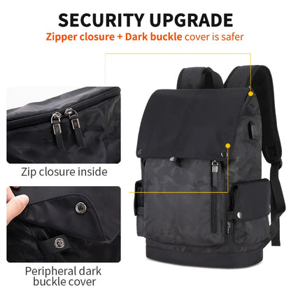 Heroic Knight New Fashion Men Backpack Waterproof Laptop Backpack Large Capacity Backpack USB Charging Outdoor Travel Mochilas