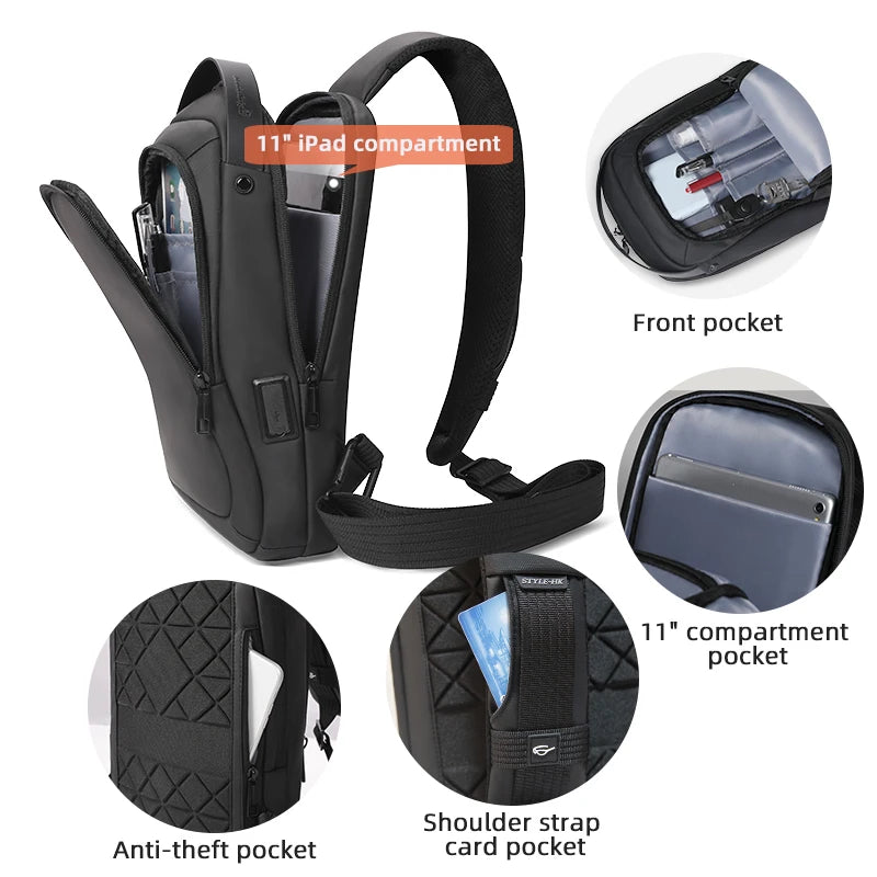 Heroic Knight New Men's Luxury Designer Crossbody Shoulder Bags Waterproof Messeger Classic Side Male USB Charge Anti Theft Bag