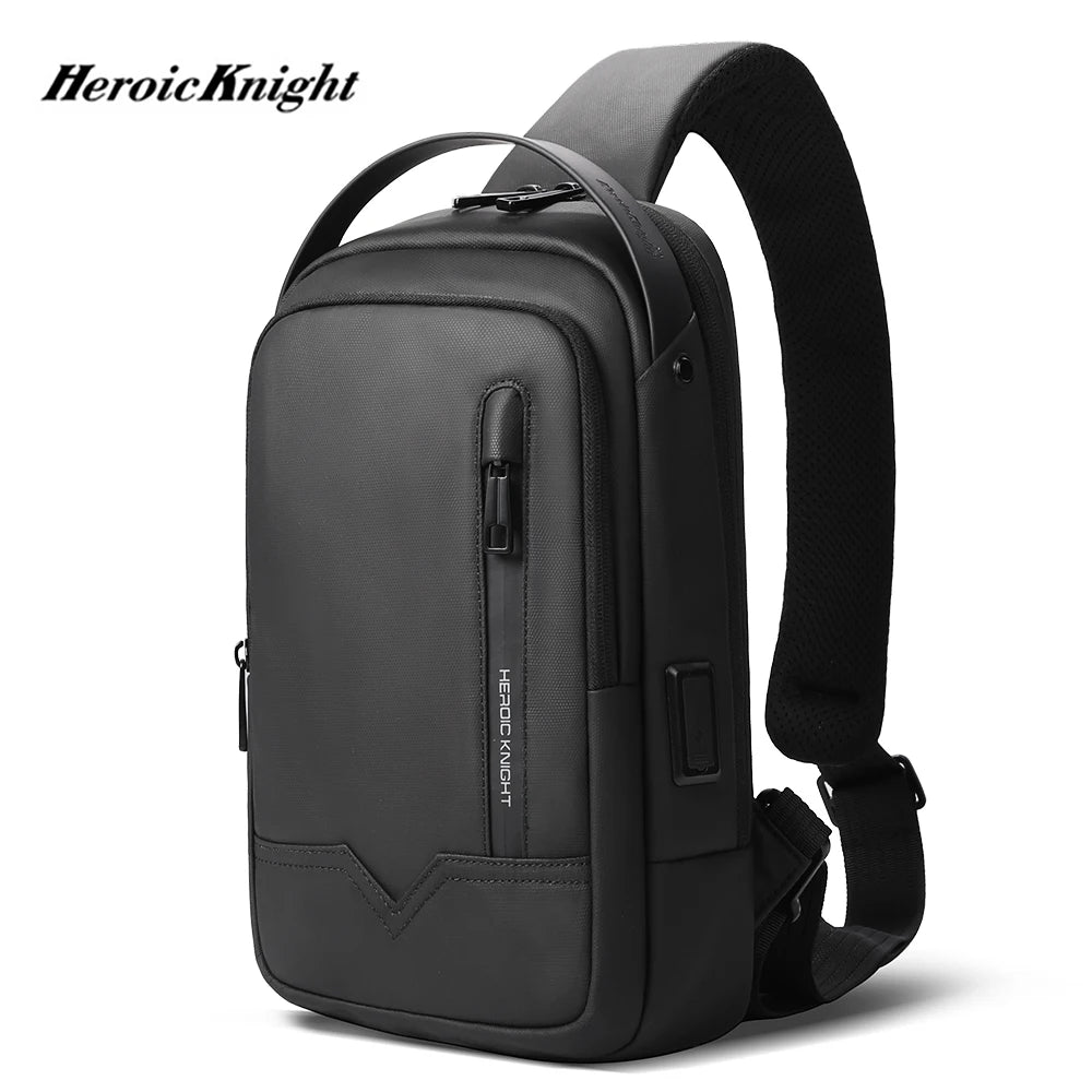 Heroic Knight New Men's Shoulder Bag USB Charge Port Pack Male Waterproof Crossbody Anti-theft Bags Designer Bag Luxury For Men