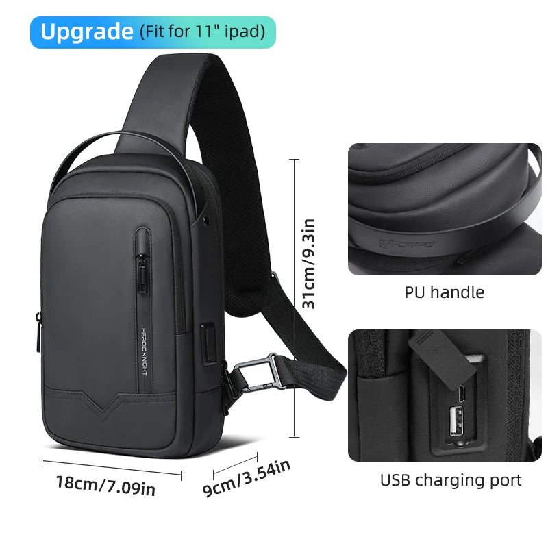 Heroic Knight New Men's Shoulder Bag USB Charge Port Pack Male Waterproof Crossbody Anti-theft Bags Designer Bag Luxury For Men