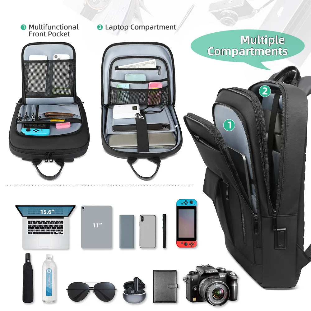 Heroic Knight New Trend Backpack Men Multifunction Work Backpack for 15.6" Laptop Waterproof Slim Business Bag College Bag Male