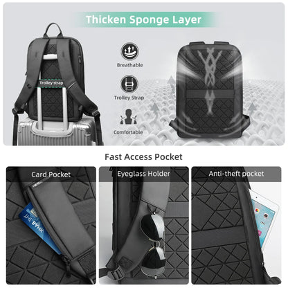 Heroic Knight New Trend Backpack Men Multifunction Work Backpack for 15.6" Laptop Waterproof Slim Business Bag College Bag Male