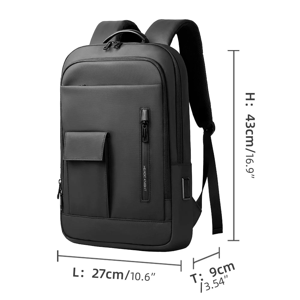 Heroic Knight New Trend Backpack Men Multifunction Work Backpack for 15.6" Laptop Waterproof Slim Business Bag College Bag Male
