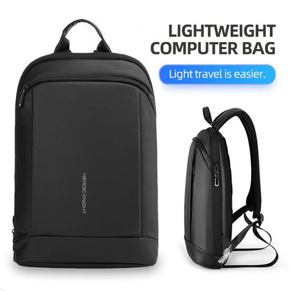 Heroic Knight Slim Laptop Backpack Men 15.6 Inch Thin Back Pack Office Work Men Backpack Business Bag Unisex Black Mochila